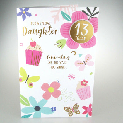 Daughter Birthday Card with Personalised Age Stickers 13th or 16th