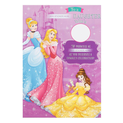 Disney Princess Design Daughter Birthday Card With Stickers