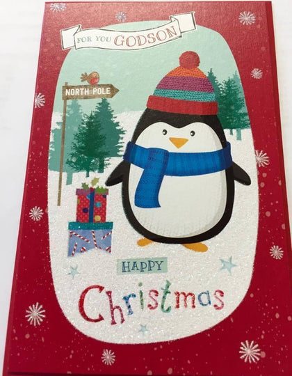 Godson Cute Penguin Christmas Card 