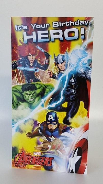 Hero Avengers Money Wallet Gift Voucher Birthday Card