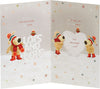 To a Brilliant Boyfriend Boofles Stood in The Snow with Big Snow Words Christmas Card