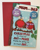 Humour World's Best Mum And Dad Christmas Card With Badge