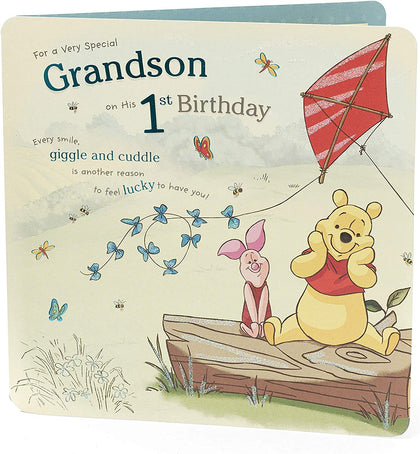 Grandson 1st Birthday-Winnie the Pooh, (Disney) Birthday Card