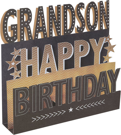 Cute Design with Pop Up 3D Lettering Grandson Birthday Card