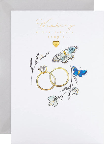 Traditional Gold Rings Design Wedding Congratulations Card for Couple