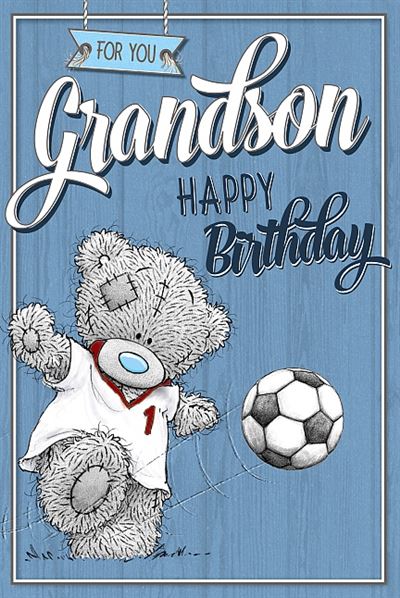 For You Grandson Tatty Teddy Football Kicking Design Birthday Card ...