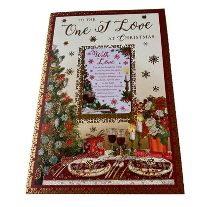 To One I Love Floral Glitter Finished Christmas Card