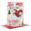 Hallmark Wife "I Heart Xmas Badge" Humour Cute New Christmas Card Large