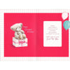 Age 2 Daughter Cute Teddy Sat On Present Design Birthday Card