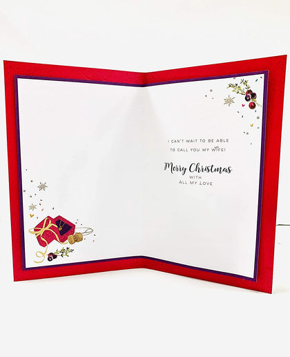 Champagne Glasses Fiancée Christmas Card