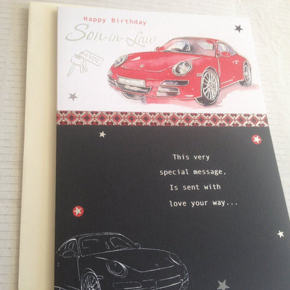 Son In Law Red Car Design Nice Verse Birthday Card