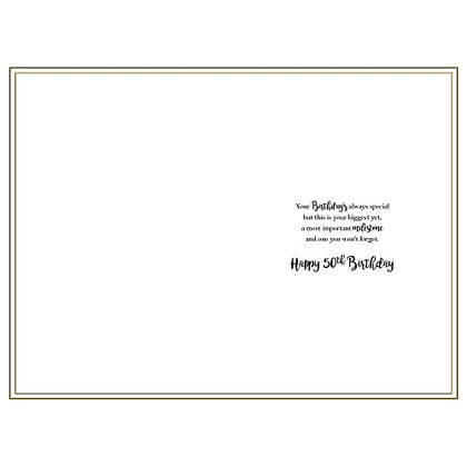 Fiftieth Men's 50th Birthday Card with Gold Foil