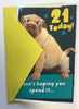 Age 21 Birthday Card Crazy Wrinkly Dog