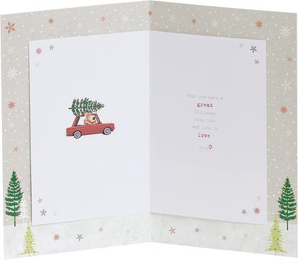 For Best Dad Boofle in a Car With a Xmas Tree on The Roof Design Christmas Card