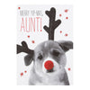 Merry Yip-Mas, Aunt! Red Glitter Finished Puppy Design Christmas Card