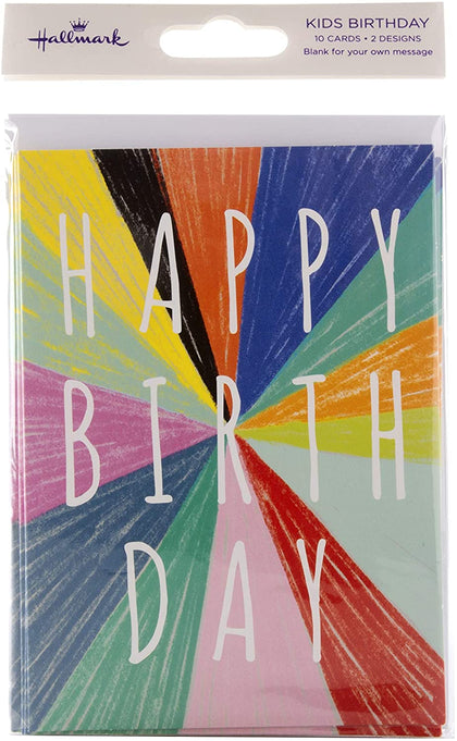 Pack of 10 Birthday Cards for Kids 2 Colourful Graphic Designs