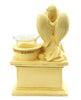 Grandma Angel Cherub Praying Kneeling With Glass T Lite Holder Cream Stone