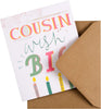 Contemporary Embossed Text Design Cousin Birthday Card