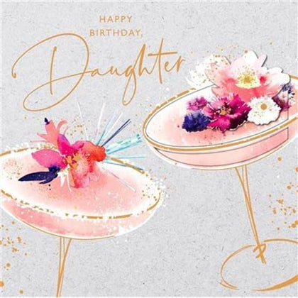 Floral Cocktails with 3D Embellishments Daughter Birthday Card