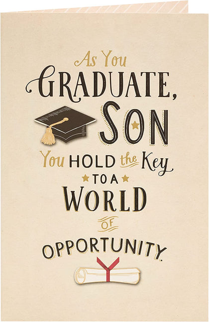 Stylish Gold Finish Son Graduation Congratulations Card