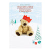 Fabulous Friend Gus Teddy Bear Sparkle Snow Design Christmas Card