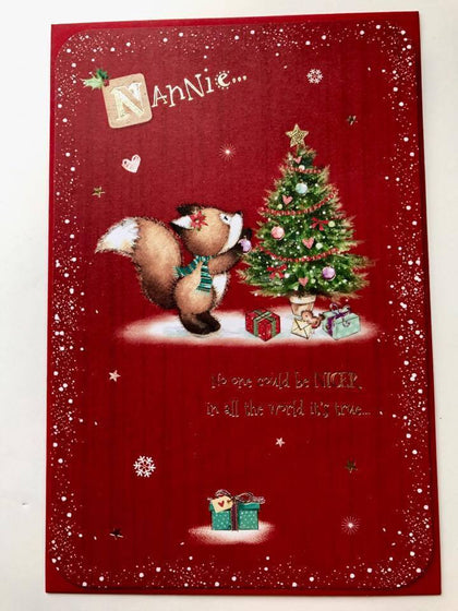 Nannie Cute Bear With Christmas Tree Loveable Christmas Card