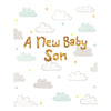 On Birth of New Baby Son Clouds Design Greeting Card