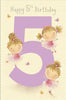 Girls 5th Birthday Card Pink Foil Finish Ballerinas from The Thinking of You Range