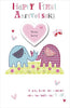 Happy 1st First Anniversary Two Elephants Love pink glittery Greeting Card