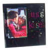 Black Glass With Hearts Hugs And Kisses Photo Frame