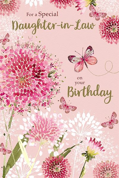 Special Daughter In Law Birthday Card Flowers And Butterflies