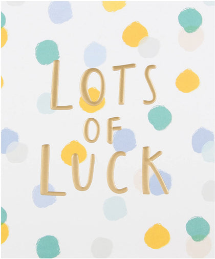 Contemporary Multi-Coloured Polka Dot Design Good Luck Card