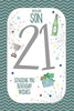 21st Today Sending Wishes Silver Foil Finished Son Birthday Card