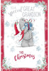 Special Great Grandson Tatty Teddy Holding Gift Design Christmas Card