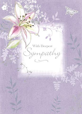 Wishing Well Flower Design Lavender Sympathy Card