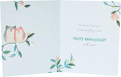 Cute Owls Couple On Tree Husband Anniversary Card