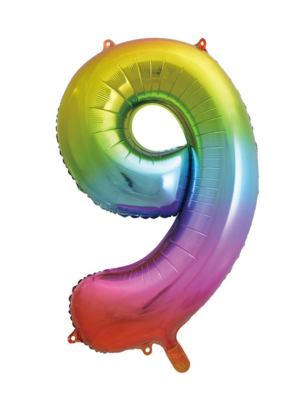 Rainbow Giant Trendies Design 9 Number Balloon