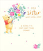 Extra Lovely Sister Disney Winnie The Pooh With Flowers Birthday Card