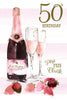 50th Today Champagne Bottle And Glasses Design Birthday Card