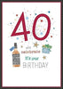 40th Today Sparkling Star Glitter Finished Birthday Card