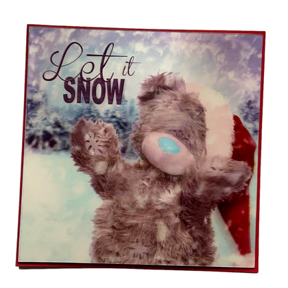 Let It Snow Me to You Bear Design 3D Holographic Christmas Card