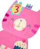 3rd Today Cute Pink Kitten Birthday Card With Badge