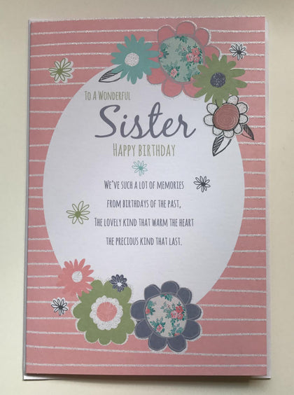 To A Wonderful Sister Nice Verse Birthday Card