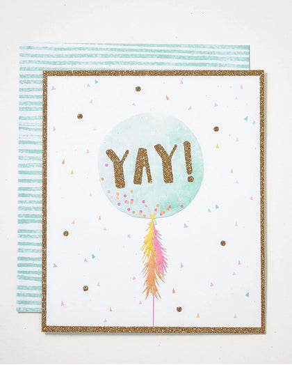 Kindred Sherbet Glitter Balloon Well Done Congratulations Blank Card