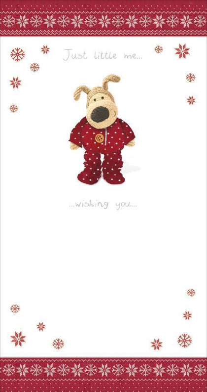 Just Little Me Boofle Wearing Red Dress Design Christmas Card