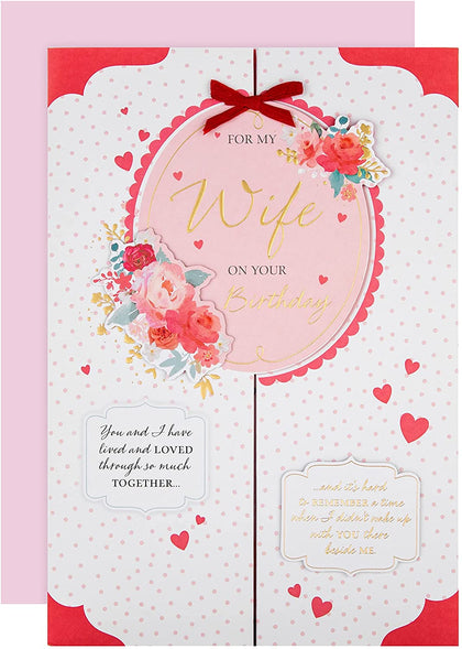 Gate Fold Romantic Design Large Birthday Card for Wife