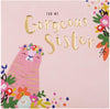 Birthday Card for Sister Embossed Illustrated Tiger Design