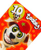 Wacky Dog Design 10th Birthday Card Badge Included