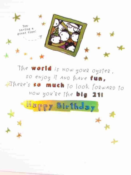 21st Birthday Humour 'Wise' Stunning Cute Card