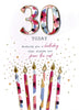 30th Today Fire Candle Foil Finished Birthday Card